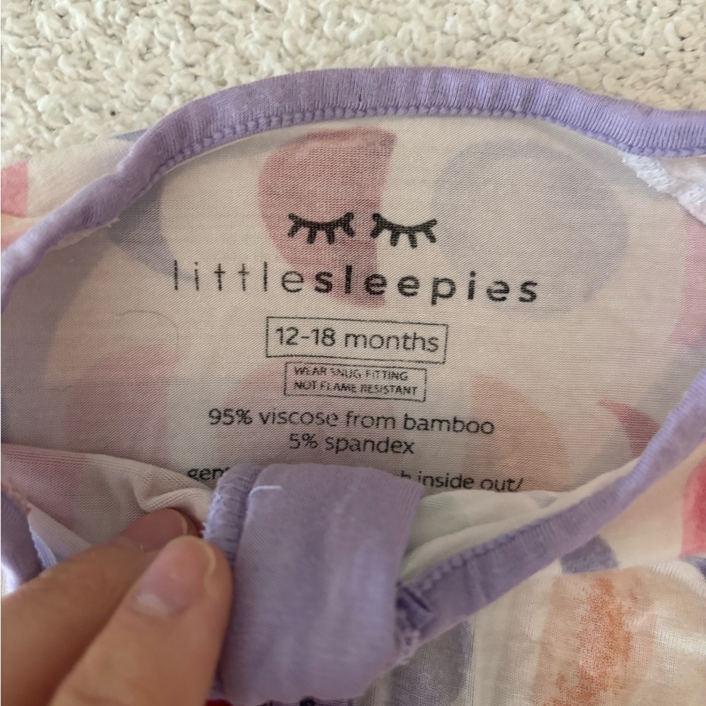 Little Sleepies Bamboo Luna Moon Zip Footie Pajama, pink and purple, 12-18 mo - Picture 3 of 3
